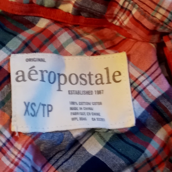 Aeropostale button up plaid top girls/women's xs - Picture 5 of 5